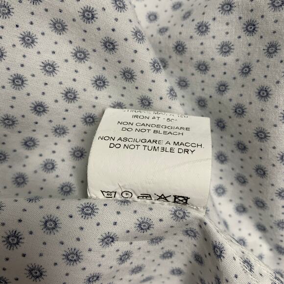 LAB PAL ZILERI Size L White Blue Dots Cotton Long Sleeve Shirt - Picture 8 of 8